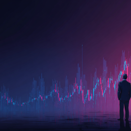 An investor looking at a giant stock graph