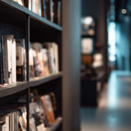 Books on a shelf in a book store