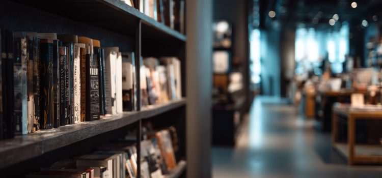 Books on a shelf in a book store