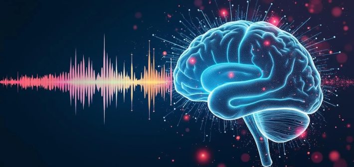 An artistic depiction of sound waves and a brain illustrates hierarchical hidden Markov models (HHMMs)