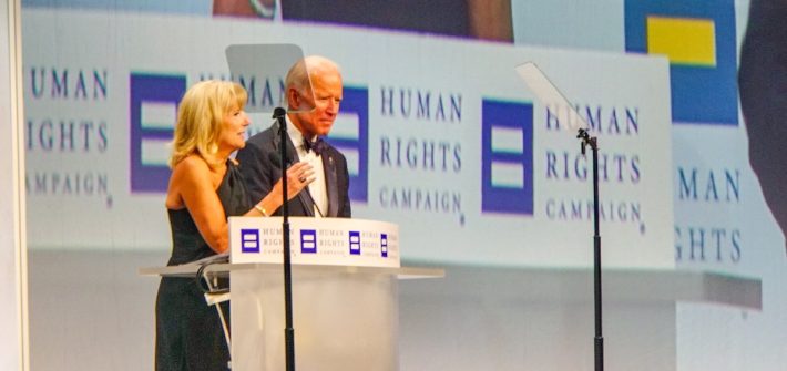 Joe and Jill Biden at the Human Rights Campaign National Dinner in Washington, DC, on September 15, 2018