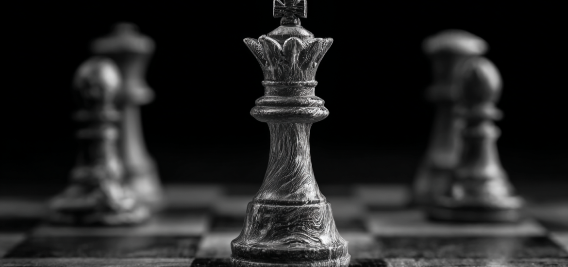 Chess pieces on a board to explain game theory