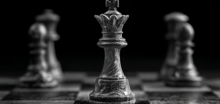 Chess pieces on a board to explain game theory