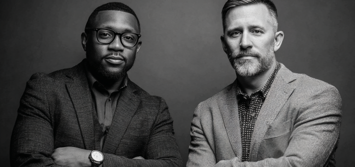 Two different entrepreneurs standing next to each other