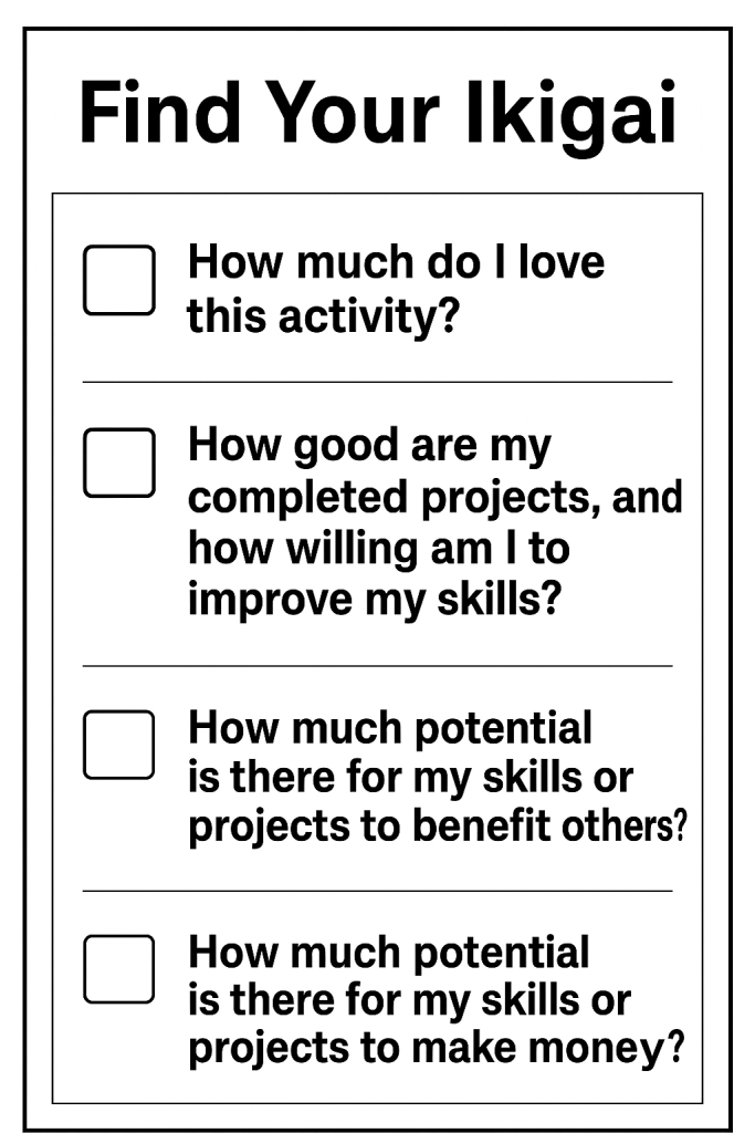 Checklist to help you find your ikigai