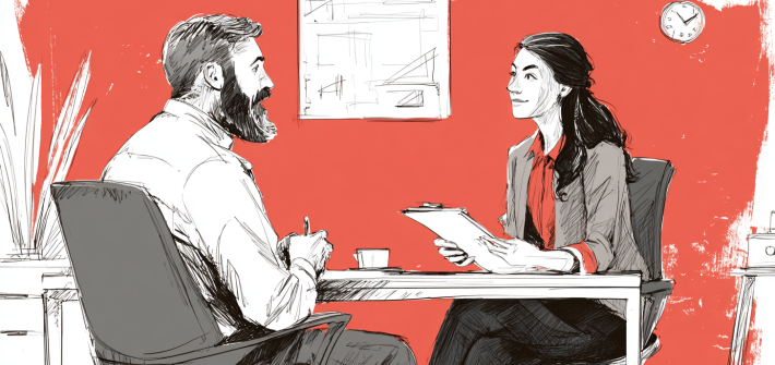 A manager hiring their first employee in an office