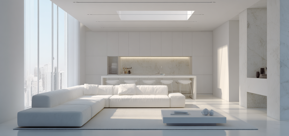 A minimalist living room clear of clutter