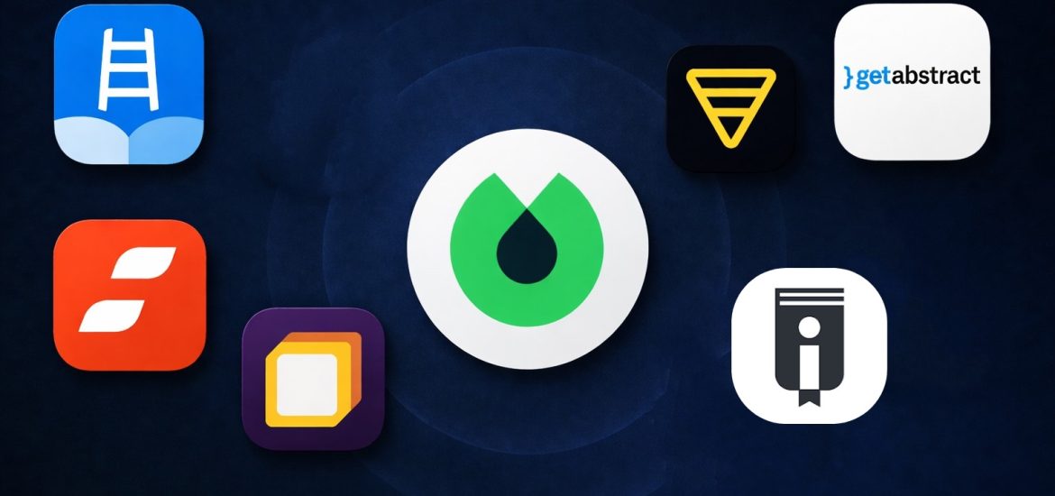 Headway, StoryShots, Deepstash, Blinkist, Headway, Shortform, Instaread, and GetAbstract logos