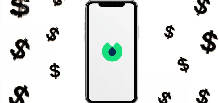 The Blinkist logo on a cellphone surrounded by dollar signs, representing the Blinkist pricing tiers