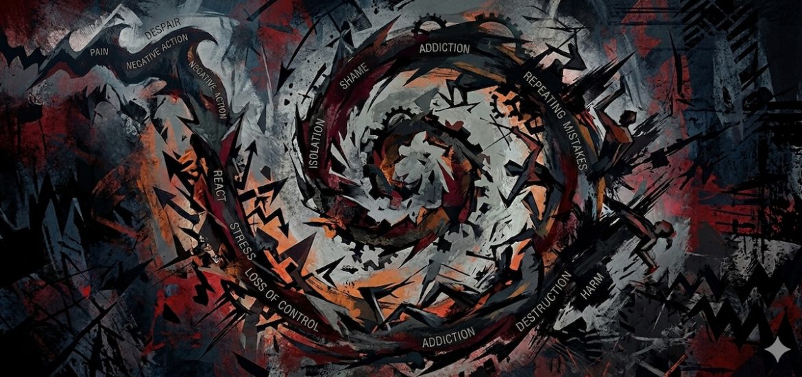 An abstract illustration of a cycle illustrates sex and love addiction
