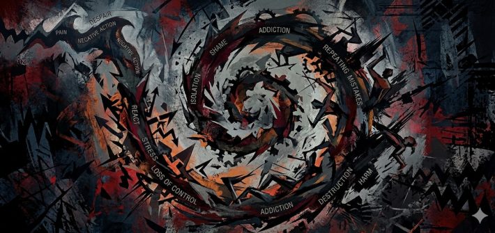 An abstract illustration of a cycle illustrates sex and love addiction
