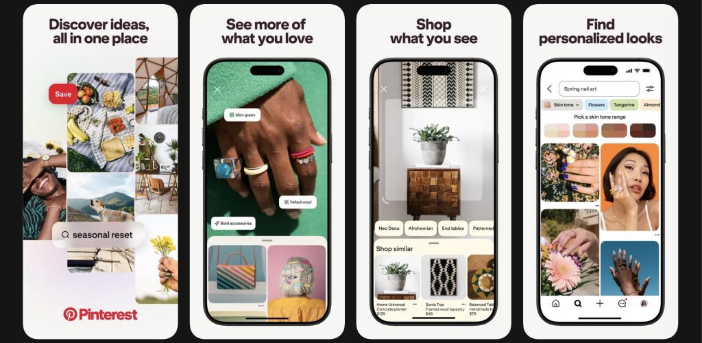 A screenshot of the Pinterest app in the App Store