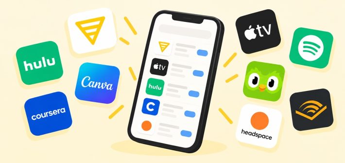 An image of a cellphone and free trial apps