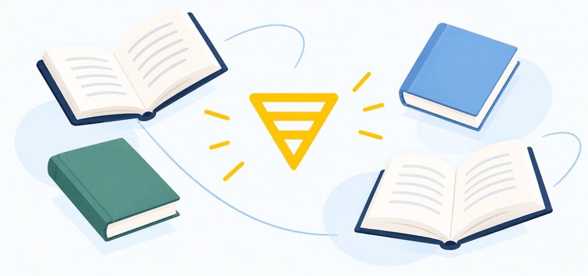The Shortform logo surrounded by books